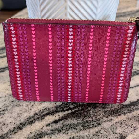 kate spade Heart-Print Pink & Burgundy Wristlet Clutch - Picture 2 of 7
